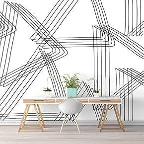 Wall Murals for Bedroom Abstract Geometric Lines Removable Wallpaper Peel and Stick Wall Stickers - 66x96 inches