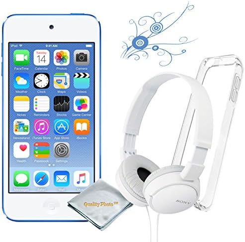Apple Ipod Touch 32gb Blue (6th Generation) - Clear Case For Ipod Touch - Sony Headphone - Quality Photo Cloth