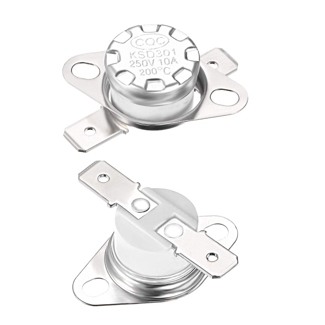 sourcing map KSD301 Thermostat 200°C/392°F 10A Normal Closed N.C Adjust Snap Disc Temperature Switch for Microwave,Oven,Coffee Maker 2pcs,Ceramic Material