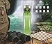 Sports Water Bottle - Milton Flip Top One-Click Open Reusable Leakproof 25 Oz 2-pack Plastic Leak Free Large Wide Mouth Big Drink Bottle + Handle Strap For Cycling Camping Hiking Gym Yoga, Green/Blue