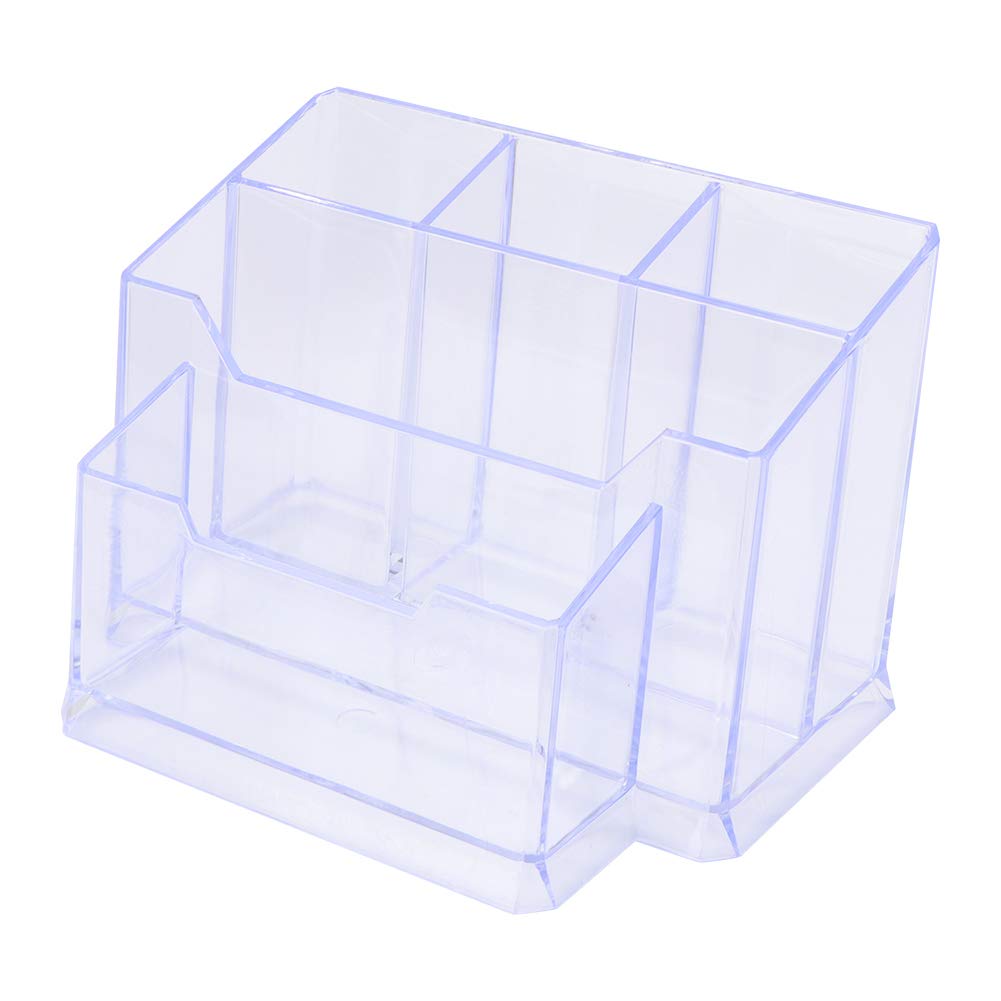 Transparent Desk Organizer, Multi-Function Pen Holder Popular Office Supply Transparent Organizer with Card Box