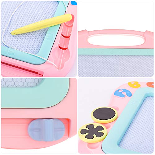 Young Choi's Kids Doodle Toy Magnetic Drawing Board and Water Doodle Mat 2 in 1 Toy Set Pink, Toddlers Large Aqua Drawing Doodle Mat and Assorted Color Toy Writing Painting Pad - Thumbnail 4