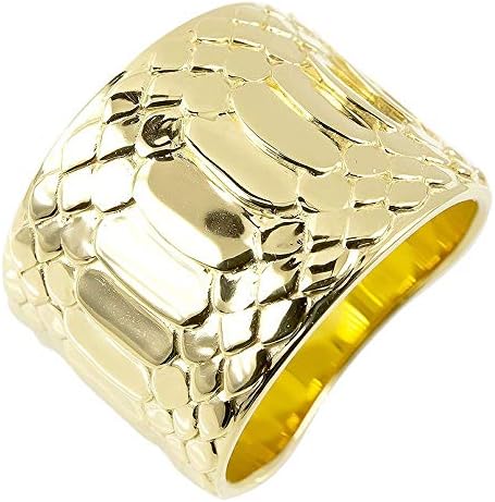 Amazon 18金 リング メンズ イエローゴールド 指輪 蛇腹 蛇柄 ヘビ サムリング ミドルリング ピンキーリング ストレート 12 リング 通販