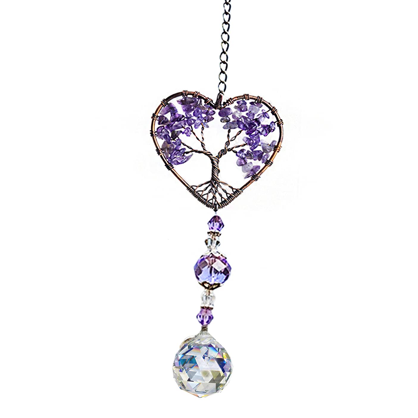 iNszkoos Crystal Prism Life Tree Glass Suncatcher Rainbow Maker Colorful Chain Window Curtain Hanging Crystal Pendant Outdoor Garden Ornament Decoration Wedding Anniversary Birthday Gift