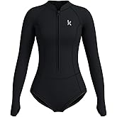 KMT Wetsuit for Women, Womens Long Sleeve Shorty Wet Suits 2mm Front Zipper Springsuit Surfing Surf-wear Diving Swimming Scuba One Piece
