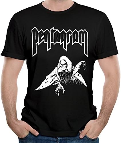 NoraYale Mens Pentagram Band Doom Metal Call The Man T Shirt Black Large