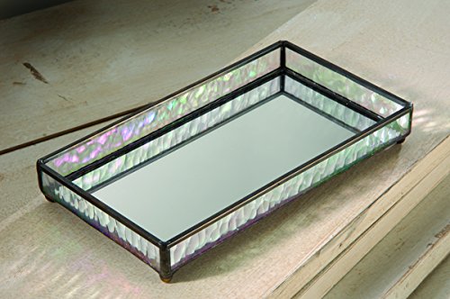 J Devlin TRA 101 Glass Jewelry Tray with Mirrored Bottom Vanity Organizer 9 x 5 x 1 1/4