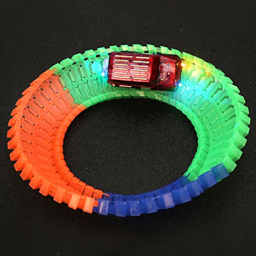 2PCS Race Cars for Magic Race Track Glow in the Dark Light Up Vehicles LED Cars Set Toys Set of 2 (Red)