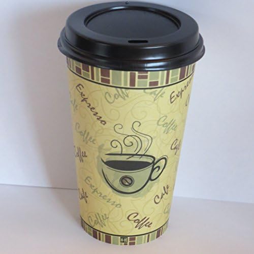 16 Oz. Paper Coffee Cup with Black Dome Lid appx. 100 sets