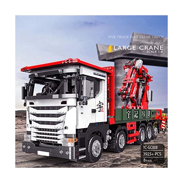 FADY Technik Fahrzeug Kran, Schwerlastkran Auto Bausatz mit Motor & Fernbedienung, Kran LKW Modell Kompatibel mit Lego… – Bild 5