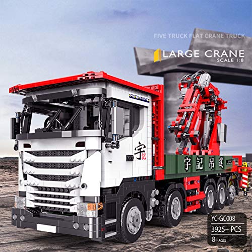 FADY Technik Fahrzeug Kran, Schwerlastkran Auto Bausatz mit Motor & Fernbedienung, Kran LKW Modell Kompatibel mit Lego… – Bild 5