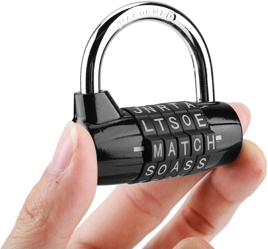 Combination Padlock with 5-Digit line Code - Password Security Lock for Travel Suitcase, Gym Locker(Black) - Image 5