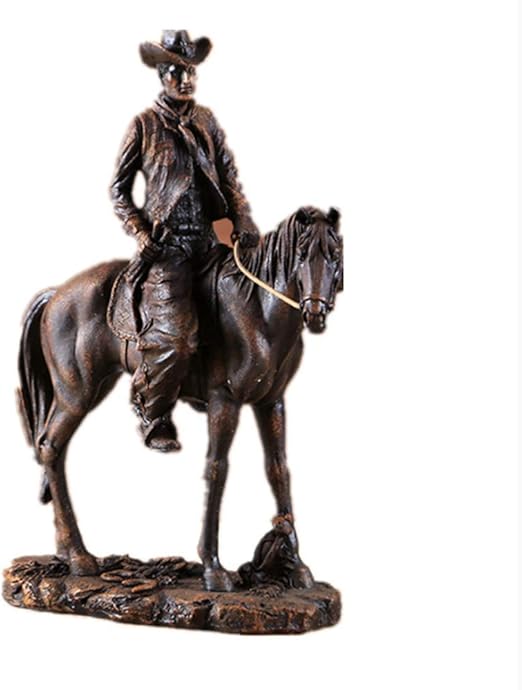 TKAISGFJQ Resin West Cowboy Statue Riding Horse Figurines Miniatures