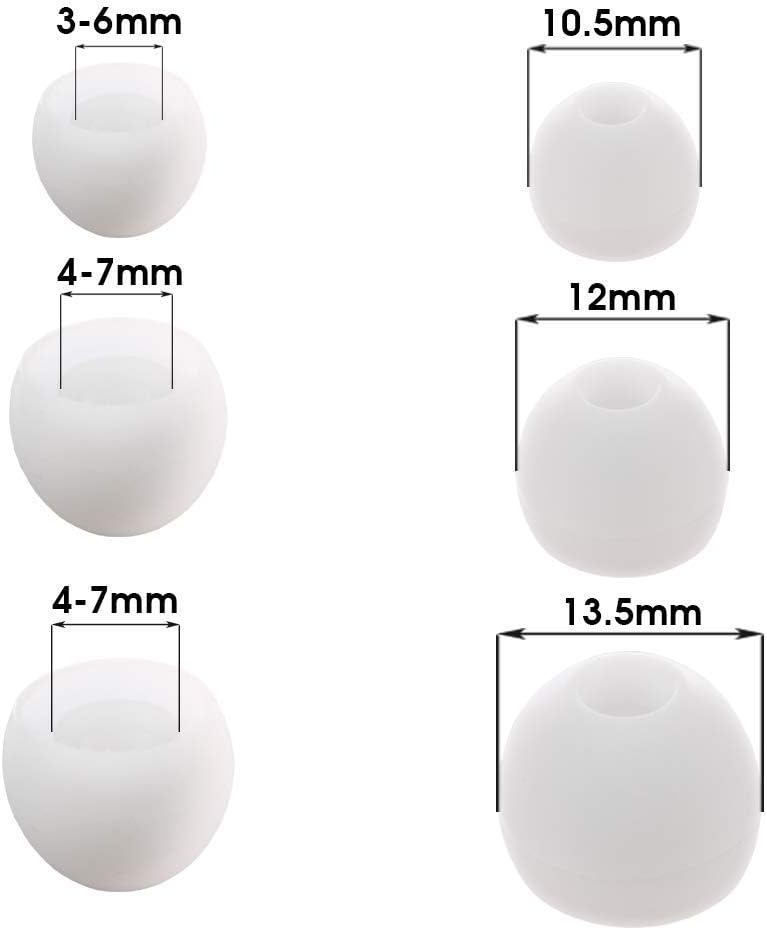 Xcessor Replacement Silicone Earbuds 6 works (Set of 12 Pieces). S/M/L, White - Image 4