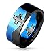 Jinique STR-0502 Stainless Steel Cross Center Blue and Black 2-Tone Puzzle Ring