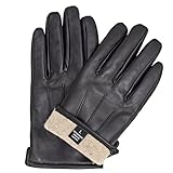Sandory Black Men's Touch Technology 100% Cashmere lined Genuine leather Gloves