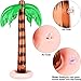 6 Pieces Inflatable Palm Trees Jumbo Coconut Trees Pink Flamingos Colorful Beach Balls Rainbow Color Balls for Hawaii Beach Luau Party Backdrop Decoration