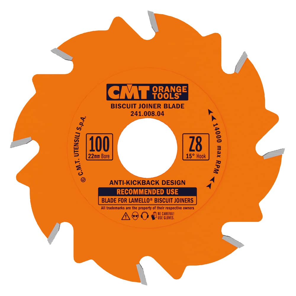CMT 241.008.04 Biscuit Joiner Blade, 4-Inch Diameter x 8 Teeth, PTFE-Coated.