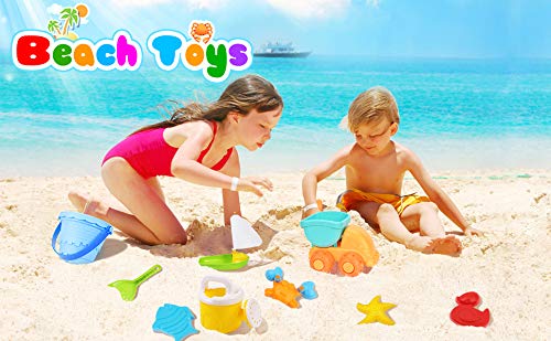 COOLOOK Beach Sand 'n Toys Set with Activity Table with Storage Compartment and Lid 10 Pieces