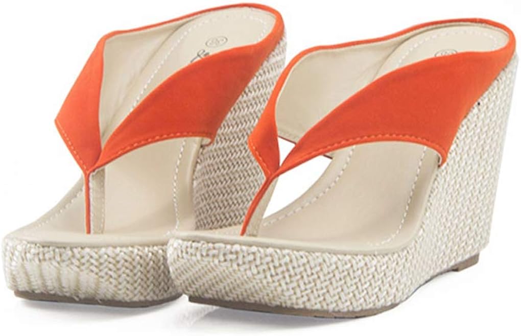 orange platform flip flops