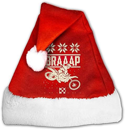 Motocross Braaap Christmas Christmas Hat Velvet Santa Claus Hat S Size For Kid,M Size For Adult