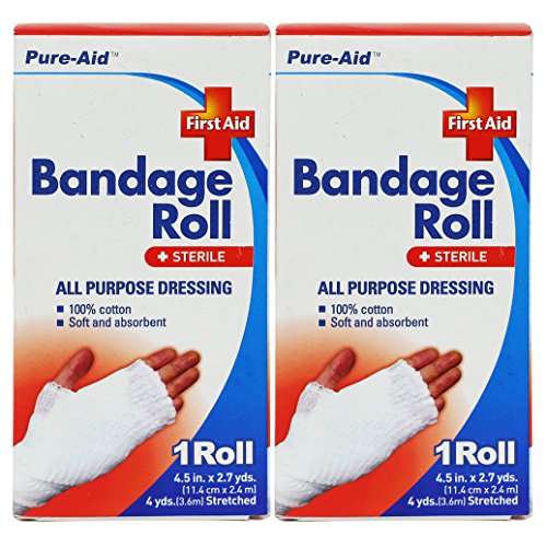 Pure-Aid All Purpose Dressing Bandge Roll 4.5inch x 2.7yds-1roll (2 Pack)