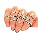 SUNSCSC Vintage Retro Silver Plated Elephant Moon Crystal Joint Knuckle Nail Ring Set of 10pcs (Silver)
