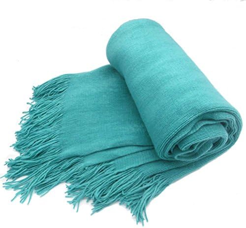 ANJUREN Knit Acrylic Throw Blankets for Sofa Couch Bed Baby Travel Nap Mat Blanket Towel Cover Oversize Scarf Shawl Wrap (L66.9in W51.2in, Apple green)