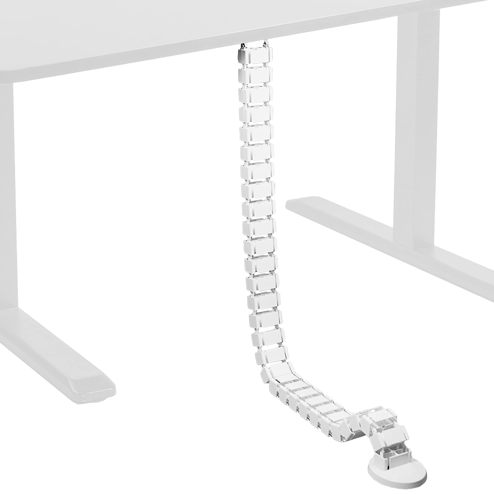 VIVO Vertebrae Cable Management Kit for Desk, Adjustable Quad Entry Wire Organizer, Cord Protection Cover, Flexible Spine Cable Raceway for Home Office Sit Stand Workstation, White, DESK-AC01C-W