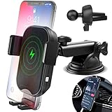 Wireless Charger Car Phone Mount, Squish Fast Charging Qi Wireless Car Charger, Auto Clamping Car Phone Holder for Air Vent Dashboard for iPhone Xs Max/XS/XR/X/8Plus/8 and Samsung S10 S9 S8 Note 9 8 7