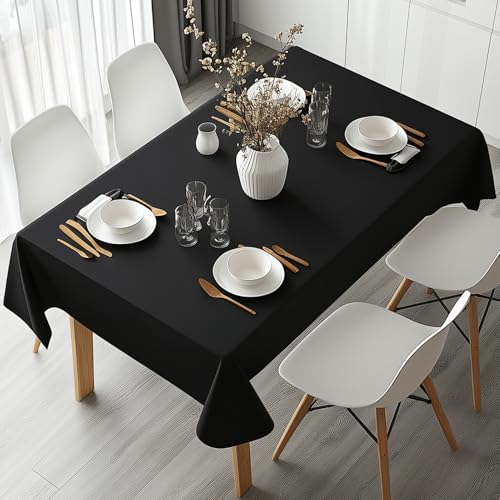 Photo 1 of Oliomp 10 Pack Premium Black Tablecloths 54" x 108" Plastic Table Cloth Disposable for Rectangle Tables Suitable for Party Birthday and Waterproof Table Cloths Light Weight Table Cover (Black)