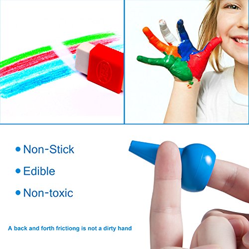Finger Crayons for Toddlers,Ailuki 12 Colors Washable Paint Crayon Sticks Stackable Toys Non Toxic Toddler Crayons Drawing Pencil Safe for Kids, Toddlers, Child