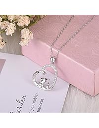 BEILIN Joyería para madre e hija, plata de ley 925, colgante de elefante de la suerte, corazón, collar, pulsera, anillo, pendientes para mujeres y niñas