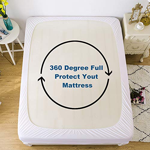 DOWNCOOL Waterproof Mattress Pad Cover - Hypoallergenic Breathable Soft Top Down Alternative Filling Quilted Fitted Protector Stretches up s to 8''-21'' Deep Pocket (Queen 60x80 Inch)