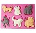 FOUR-C Silicone Cake Mold Pets Dogs Cake Embossing Mould Color Pink