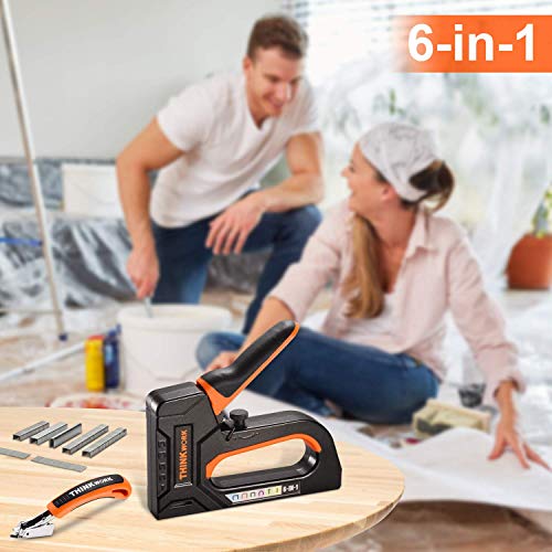 THINKWORK Staple Gun, Heavy Duty Staple Gun with Staples, 6 in 1 Manual