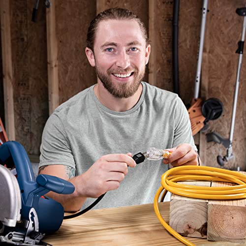 6 ft 12 Gauge Heavy Duty Outdoor Power Cord w/Lighted Outlet SJTW