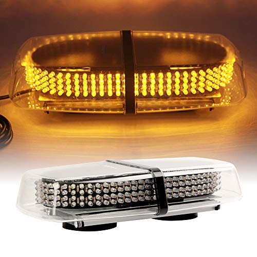 240 LED 7 Strobe Patterns Roof Top Beacon Caution Light, Law Enforcement Emergency Hazard Warning Flashing Strobe Light Mini Bar With Magnetic Base for 12V-24V (Amber)
