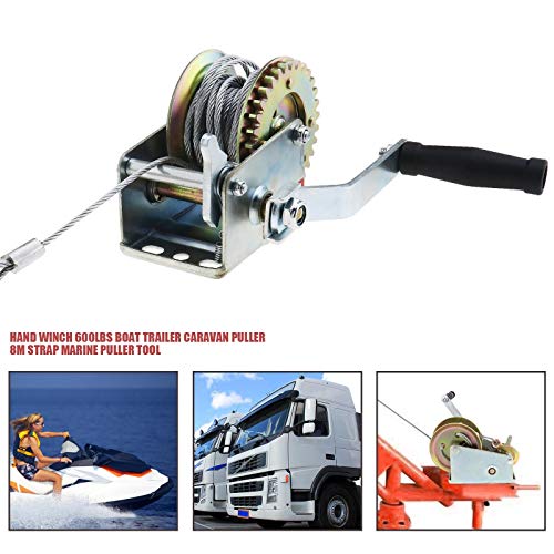 600Lbs Hand Winche with Safety Pawl and Mooring Hook, Fit for ATV Boat Trailer (8M Wirerope) - Image 2