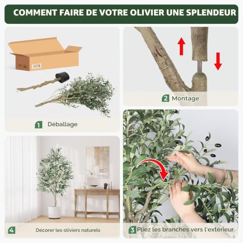 Dripex Large Artificial Olive Tree in Pot 180cm Artificial Olive Tree Home Living Room Bedroom Office Garden Decoration