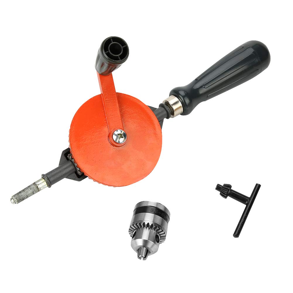 Hand Crank Drill, 1/4-Inch,3/8-Inch Chuck Portable Mini Mutual Drill with Double Pinions Hand Drill Tool for Wood, Plastic(1/4)