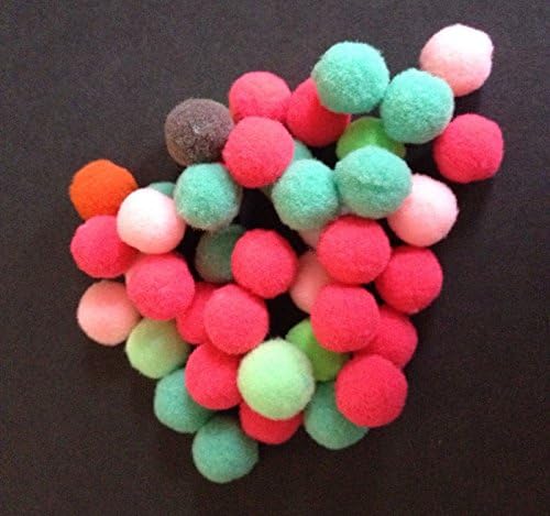 50 pcs Assorted Round Pom Poms Pompoms Balls Pink Green DIY Crafts Ball Craft Making School Projects 5/8" 16mm Dia