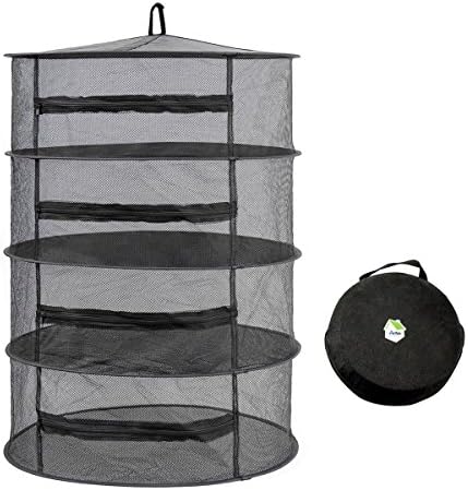 Arifoo Herb Drying Rack Hanging Drying Racks 4 Layer Collapsible Herb Drying Rack Hanging with Zipper Design (Black)