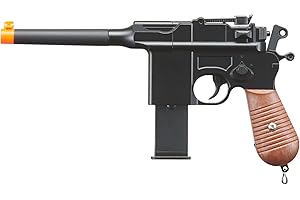 GOLDENBALL Airsoft Classic Mauser C96 World War II Spring Metal Airsoft Pistol with Two Magazines- Black