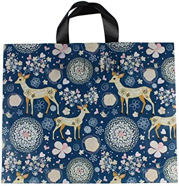 Glorifiv 17.5''x15''x3.9" Large Merchandise Shopping Bags with Handles and Bottom Gusset. Unique, Durable and Extra Thick Deer Fantasy 50 Pcs