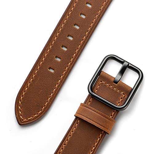 amBand Leather Band Compatible with Apple Watch 38mm 40mm, Genuine Leather Vintage Replacement Strap Classic Bands Buckle Compatible with iWatch Series 5/4/3/2/1 Retro Brown - Thumbnail 3