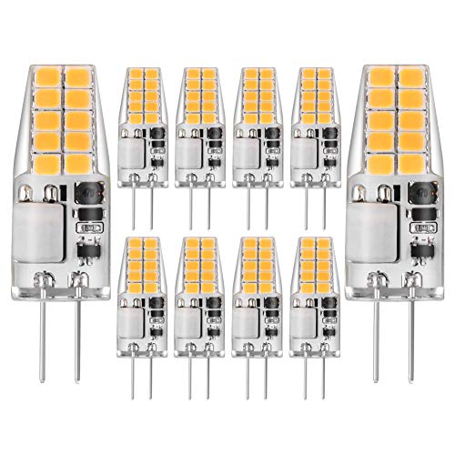 G4 LED Bulb 12V AC/DC, Dimmable Bi-pin G4 Base 3Watt T3 Led Bulb Lighting Equivalent 20W-25W Halogen Bulbs,Warm White 2700K-3000K Light Bulbs for Landscape, Ceiling, Chandelier, Wall Sconce (10-Pack)