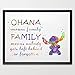 Dignovel Studios 11X14 STITCH Quote from Lilo and Stitch inspired OHANA Watercolor illustrations Art Print Giclee Wall Decor Art Home Decor Wall Hanging N275