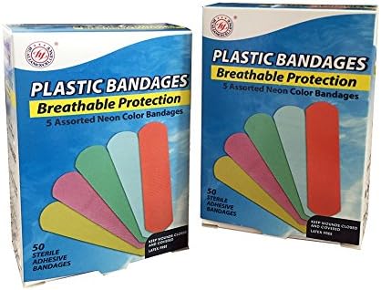 50PCS/pack Colored Waterproof Wound Adhesive Plaster Band Aid Bandage Sticker Travel Camping Medical Emergency kit(2 Packs)