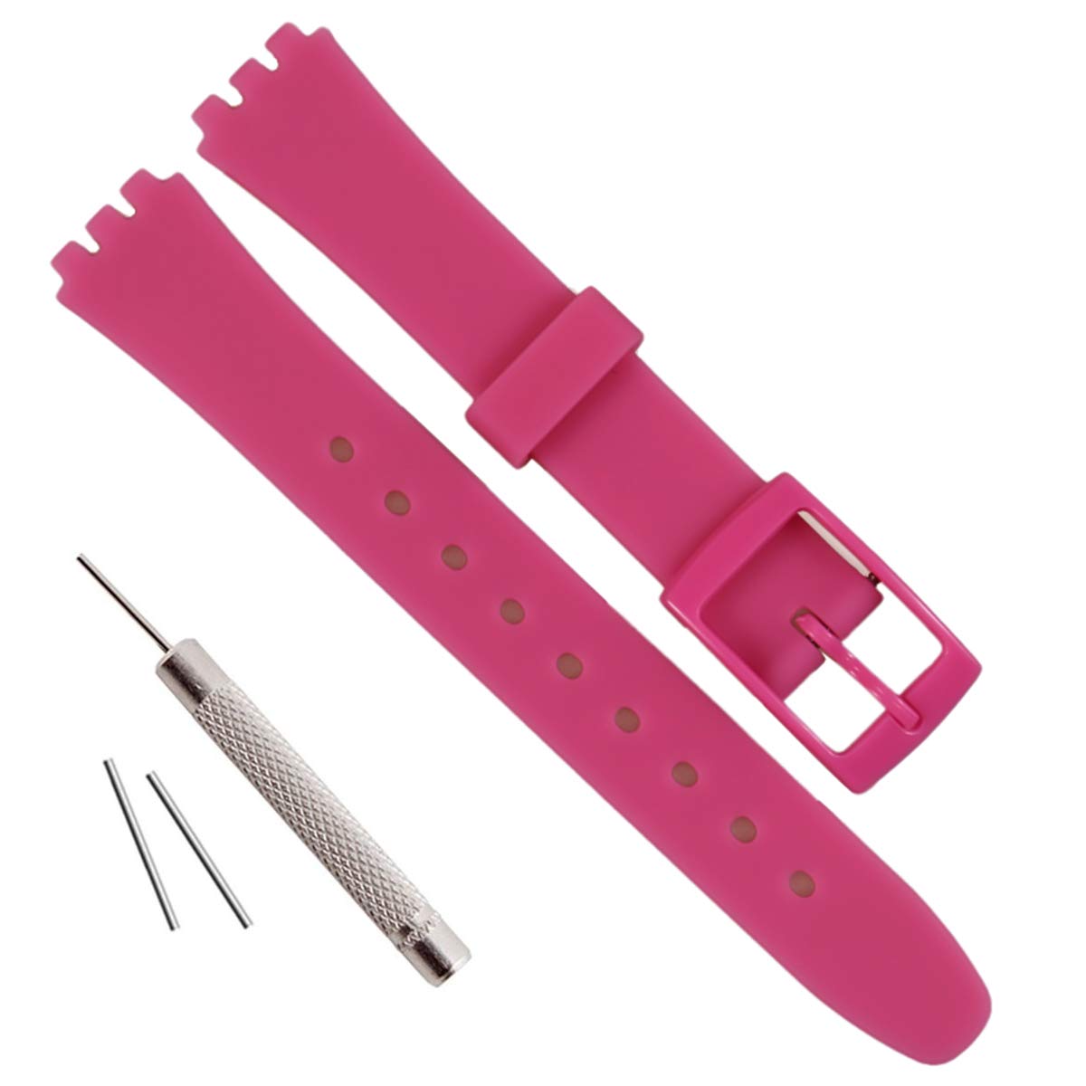 OliBoPo Replacement 12mm Waterproof Silicone Rubber Watch Strap Watch Band for Swatch (Rose)